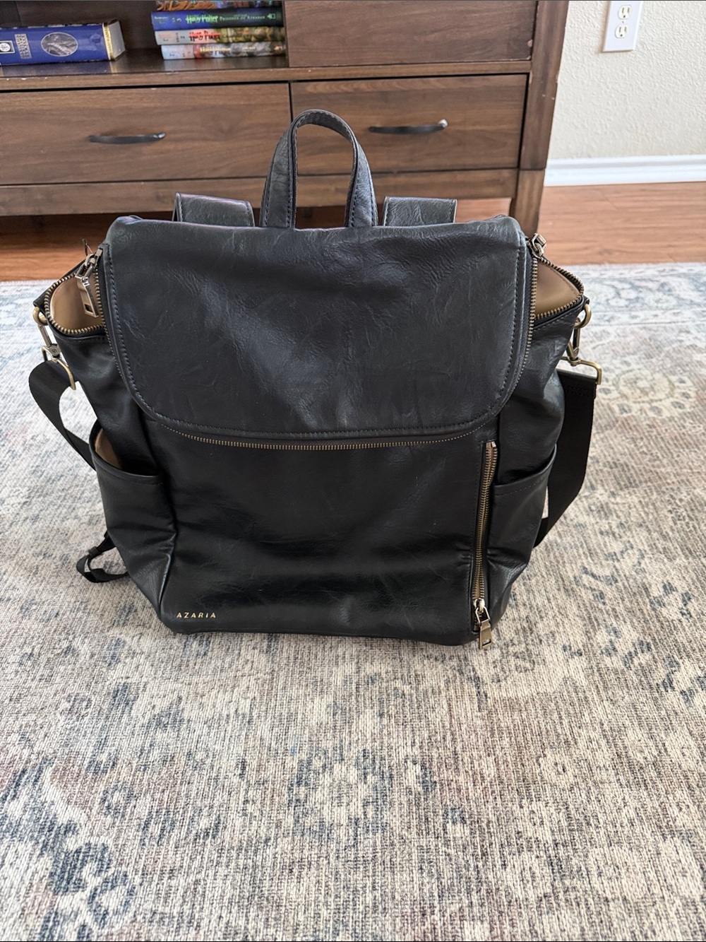 Azaria La Mere vegan leather diaper bag grand BLACK
